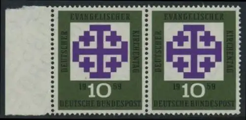 BUND 1959 Michel-Nummer 0314 postfrisch horiz.PAAR RAND links