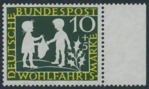 BUND 1959 Michel-Nummer 0323 postfrisch EINZELMARKE RAND rechts