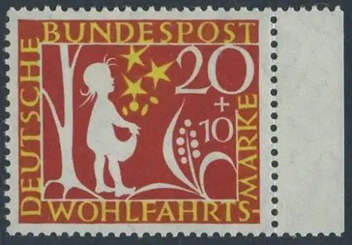 BUND 1959 Michel-Nummer 0324 postfrisch EINZELMARKE RAND rechts