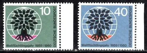 BUND 1960 Michel-Nummer 0326-0327 postfrisch SATZ(2) EINZELMARKEN RÄNDER rechts