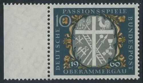 BUND 1960 Michel-Nummer 0329 postfrisch EINZELMARKE RAND links