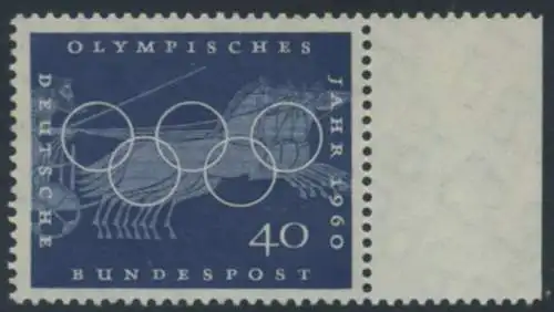 BUND 1960 Michel-Nummer 0335 postfrisch EINZELMARKE RAND rechts