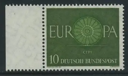 BUND 1960 Michel-Nummer 0337 postfrisch EINZELMARKE RAND links