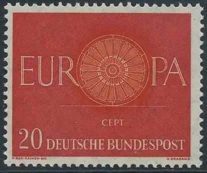 BUND 1960 Michel-Nummer 0338 postfrisch EINZELMARKE