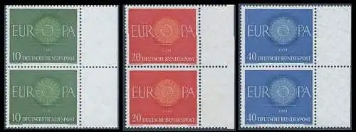 BUND 1960 Michel-Nummer 0337-0339 postfrisch SATZ(3) vert.PAARE RÄNDER rechts