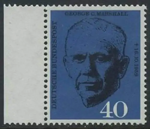 BUND 1960 Michel-Nummer 0344 postfrisch EINZELMARKE RAND links