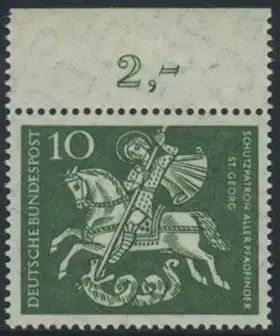 BUND 1961 Michel-Nummer 0346 postfrisch EINZELMARKE RAND oben (b)