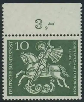 BUND 1961 Michel-Nummer 0346 postfrisch EINZELMARKE RAND oben (c)