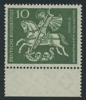 BUND 1961 Michel-Nummer 0346 postfrisch EINZELMARKE RAND unten