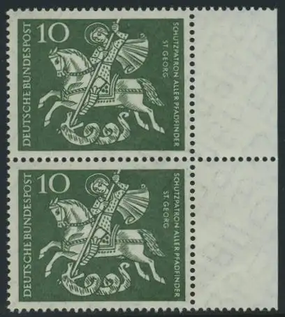 BUND 1961 Michel-Nummer 0346 postfrisch vert.PAAR RAND rechts (b)