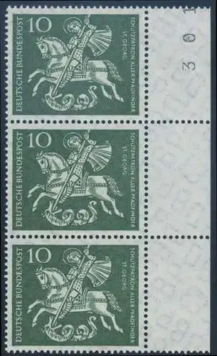 BUND 1961 Michel-Nummer 0346 postfrisch vert.STRIP(3) RAND rechts