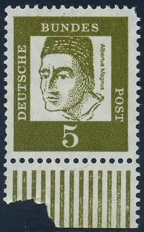 BUND 1961 Michel-Nummer 0347x postfrisch EINZELMARKE RAND unten