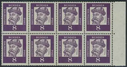 BUND 1961 Michel-Nummer 0349x postfrisch horiz.BLOCK(8) RÄNDER rechts