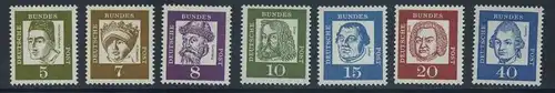 BUND 1961 Michel-Nummer 0349-0355 postfrisch SATZ(7) EINZELMARKEN