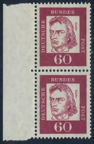 BUND 1961 Michel-Nummer 0357y postfrisch vert.PAAR RAND links