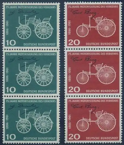 BUND 1961 Michel-Nummer 0363-0364 postfrisch SATZ(2) vert.STRIPS(3)