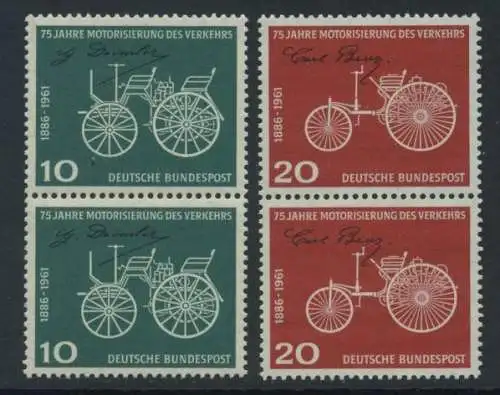 BUND 1961 Michel-Nummer 0363-0364 postfrisch SATZ(2) vert.PAARE