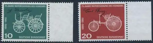 BUND 1961 Michel-Nummer 0363-0364 postfrisch SATZ(2) EINZELMARKEN RÄNDER rechts