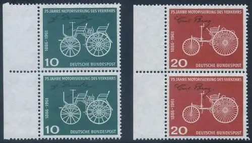 BUND 1961 Michel-Nummer 0363-0364 postfrisch SATZ(2) vert.PAARE RÄNDER links