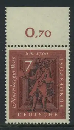 BUND 1961 Michel-Nummer 0365 postfrisch EINZELMARKE RAND oben (a)