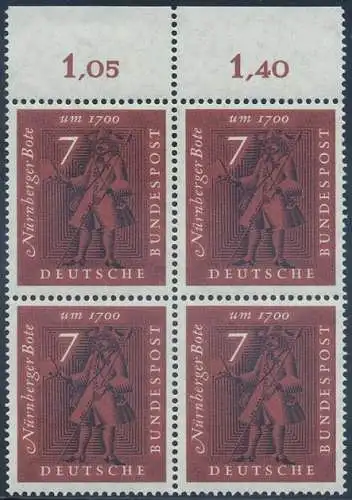 BUND 1961 Michel-Nummer 0365 postfrisch BLOCK RÄNDER oben (a)