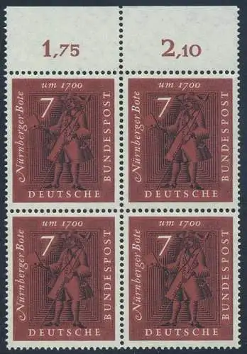 BUND 1961 Michel-Nummer 0365 postfrisch BLOCK RÄNDER oben (b)