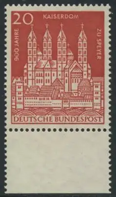 BUND 1961 Michel-Nummer 0366 postfrisch EINZELMARKE RAND unten