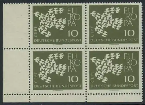 BUND 1961 Michel-Nummer 0367y postfrisch BLOCK ECKRAND unten links
