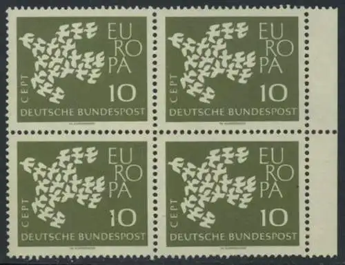 BUND 1961 Michel-Nummer 0367y postfrisch BLOCK RÄNDER rechts