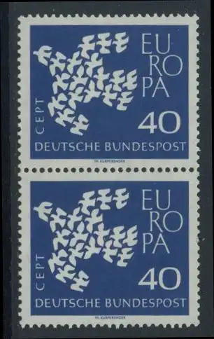 BUND 1961 Michel-Nummer 0368 postfrisch vert.PAAR