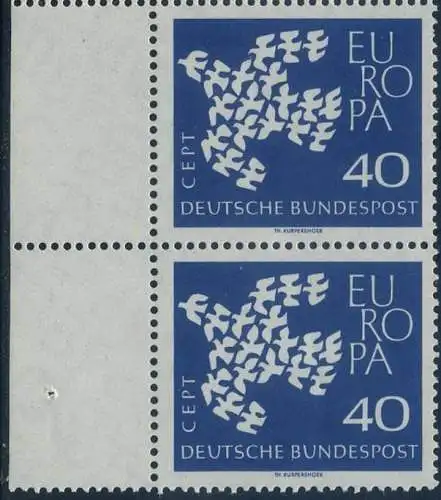 BUND 1961 Michel-Nummer 0368 postfrisch vert.PAAR RAND links