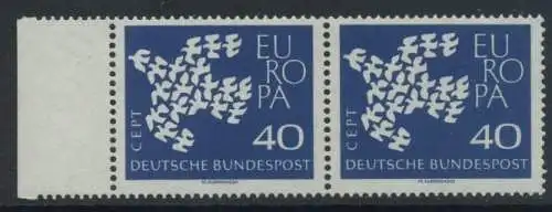 BUND 1961 Michel-Nummer 0368 postfrisch horiz.PAAR RAND links