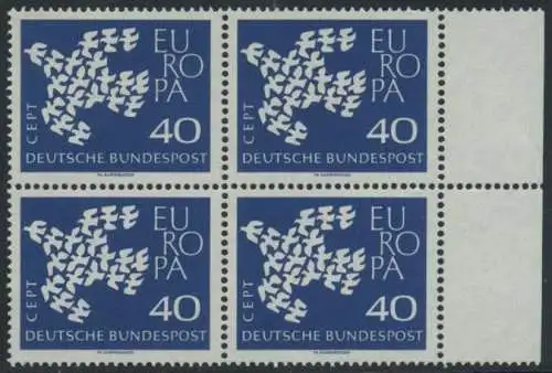 BUND 1961 Michel-Nummer 0368 postfrisch BLOCK RÄNDER rechts