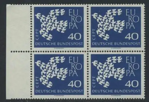 BUND 1961 Michel-Nummer 0368 postfrisch BLOCK RÄNDER links