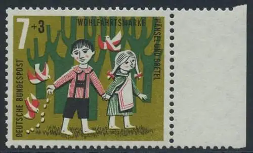 BUND 1961 Michel-Nummer 0369 postfrisch EINZELMARKE RAND rechts