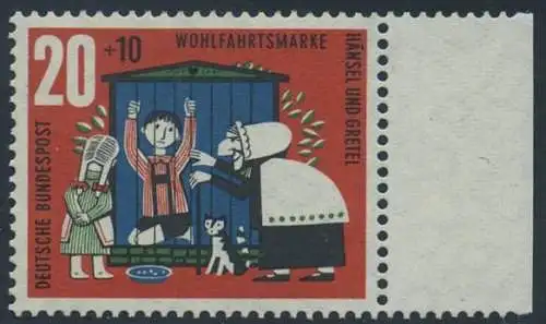 BUND 1961 Michel-Nummer 0371 postfrisch EINZELMARKE RAND rechts