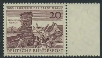 BUND 1962 Michel-Nummer 0375 postfrisch EINZELMARKE RAND rechts