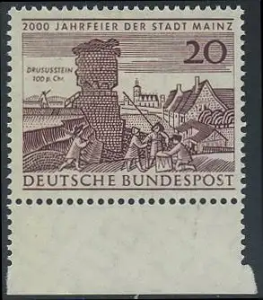 BUND 1962 Michel-Nummer 0375 postfrisch EINZELMARKE RAND unten