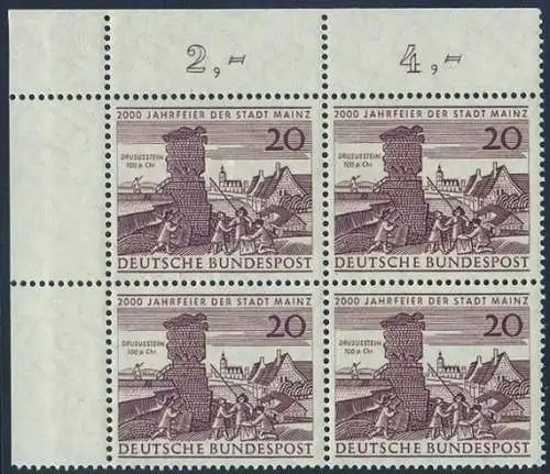 BUND 1962 Michel-Nummer 0375 postfrisch BLOCK ECKRAND oben links