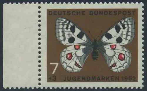 BUND 1962 Michel-Nummer 0376 postfrisch EINZELMARKE RAND links