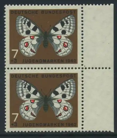 BUND 1962 Michel-Nummer 0376 postfrisch vert.PAAR RAND rechts