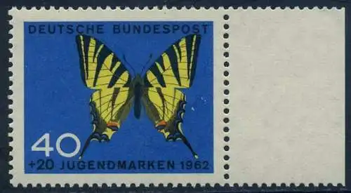 BUND 1962 Michel-Nummer 0379 postfrisch EINZELMARKE RAND rechts