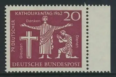 BUND 1962 Michel-Nummer 0381 postfrisch EINZELMARKE RAND rechts