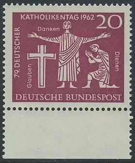 BUND 1962 Michel-Nummer 0381 postfrisch EINZELMARKE RAND unten