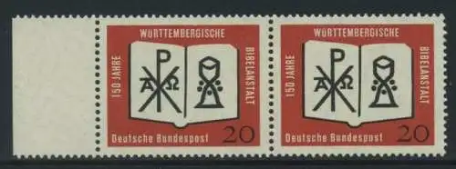 BUND 1962 Michel-Nummer 0382 postfrisch horiz.PAAR RAND links