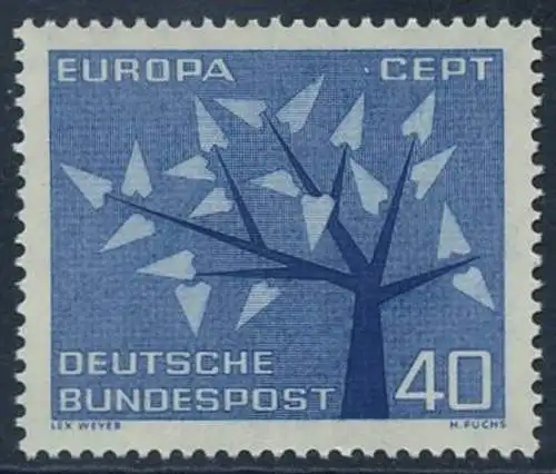 BUND 1962 Michel-Nummer 0384 postfrisch EINZELMARKE