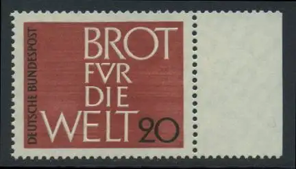 BUND 1962 Michel-Nummer 0389 postfrisch EINZELMARKE RAND rechts