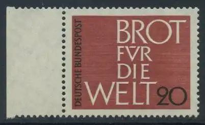 BUND 1962 Michel-Nummer 0389 postfrisch EINZELMARKE RAND links