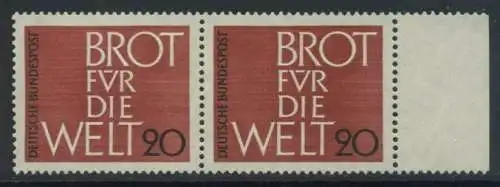 BUND 1962 Michel-Nummer 0389 postfrisch horiz.PAAR RAND rechts