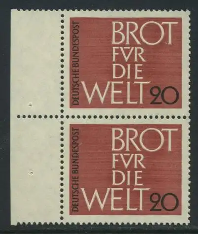 BUND 1962 Michel-Nummer 0389 postfrisch vert.PAAR RAND links